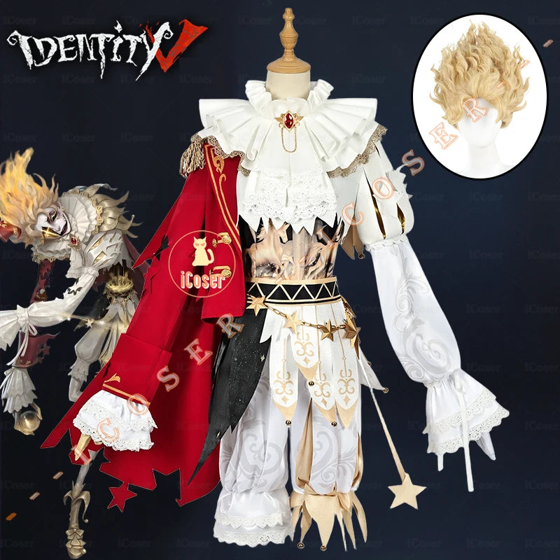 iCoser Identity V Hullabaloo Brightest Star Cosplay Costume Wig Mike Morton Uniform Hat Ring Halloween Party Women Men Carnival