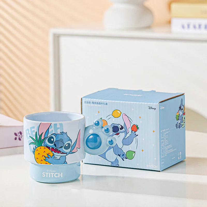Disney Stitch Mug Office Coffee Cup Stackable Ceramics Mugs High Value Couple Water Cups Student Hot Water Cup Festival Gift