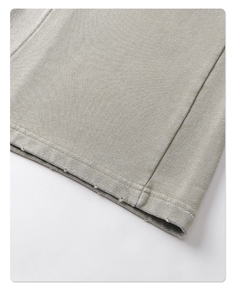 ZODF Retro 2025 Autumn Men 380gsm Washed Cotton Pants Unisex Patchwork Distressed Heavyweight Loose Solid Terry Trousers HY1071