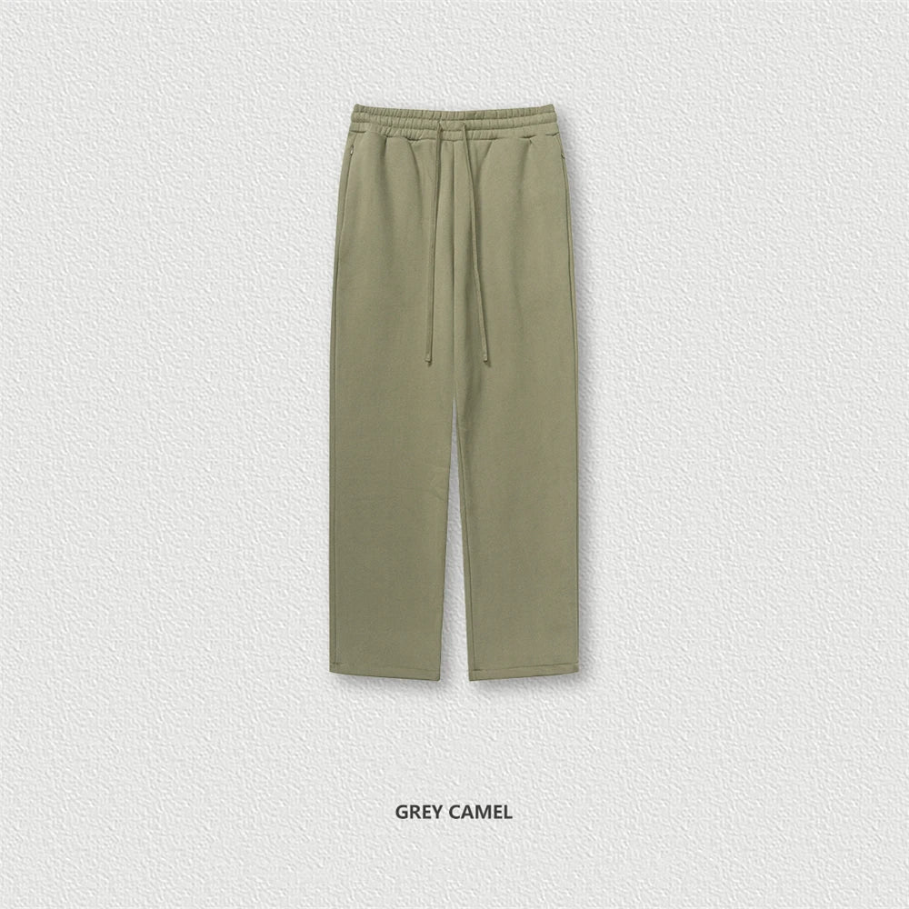 ZODF New Men's Winter Solid 345sm Fleece Straight Pants Unisex Loose Comfortable Sport Zipper Pockets Trousers HY0868