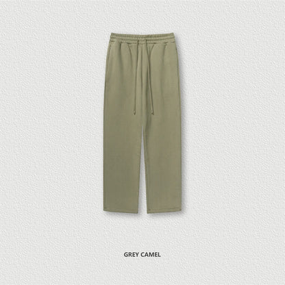 ZODF New Men's Winter Solid 345sm Fleece Straight Pants Unisex Loose Comfortable Sport Zipper Pockets Trousers HY0868