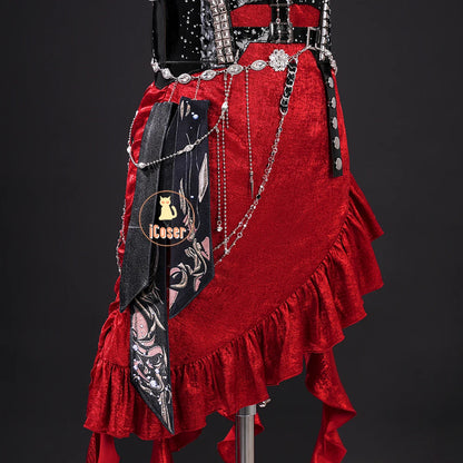 Love and Deepspace MC Cosplay Costume Midnight Waltz Red Dress Heroines New Skin Outfit Sylus Halloween Party for Women Girls