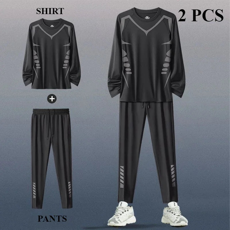 The Codex Men’s Sports Suit 2-3 Pcs Running Training Set Quick-Drying Fitness Jacket & Clothes Spring - Star 2 PCS / 3XL