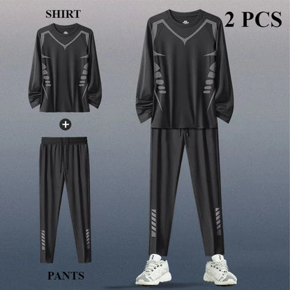The Codex Men’s Sports Suit 2-3 Pcs Running Training Set Quick-Drying Fitness Jacket & Clothes Spring - Star 2 PCS / 3XL