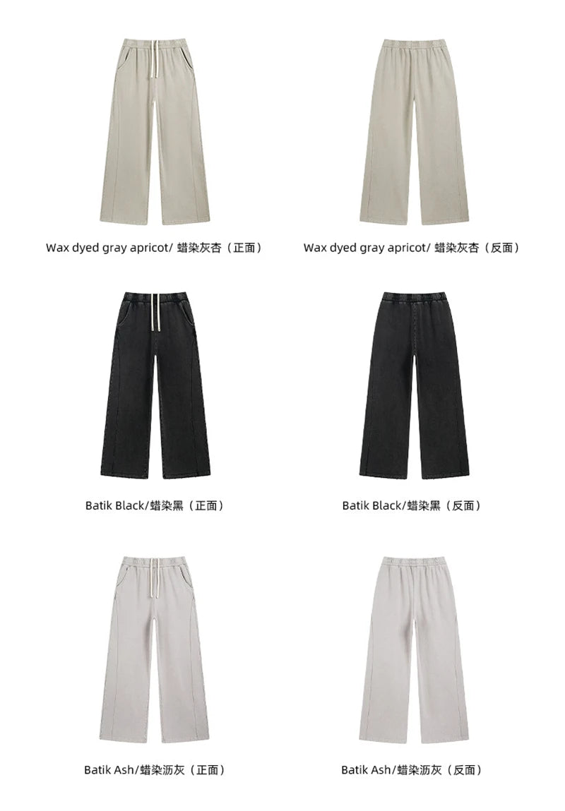 ZODF Retro 2025 Autumn Men 380gsm Washed Cotton Pants Unisex Patchwork Distressed Heavyweight Loose Solid Terry Trousers HY1071