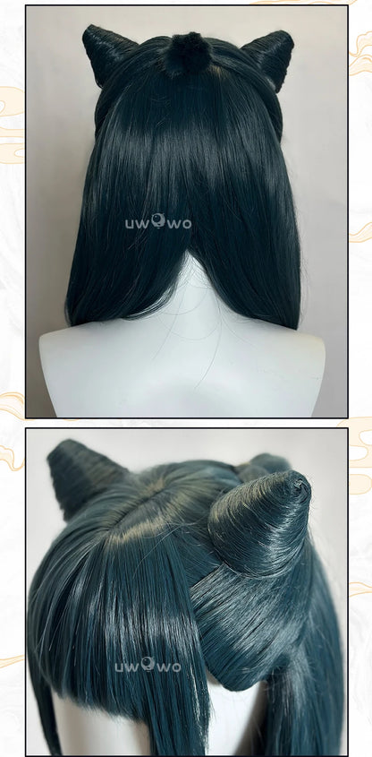UWOWO Maomao Wig Anime The Apothecaryy Diaries Maomao Frog Green Hanfu Style Hunt Cosplay Wig Long Dark Green Wig New suit