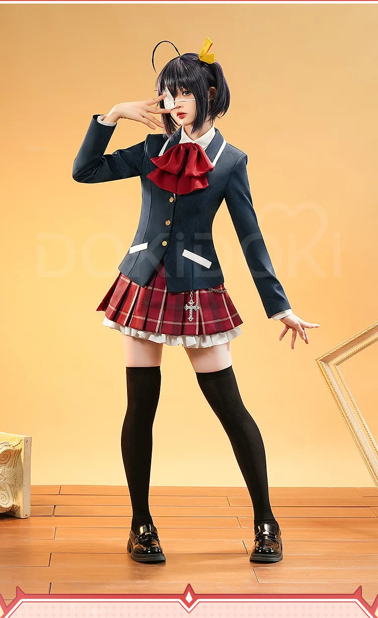 IN STOCK Takanashi Rikka Cosplay Costume Anime Love,Chunibyo & Other Delusions DokiDoki-SR Halloween Cute Uniform Takanashi Wig