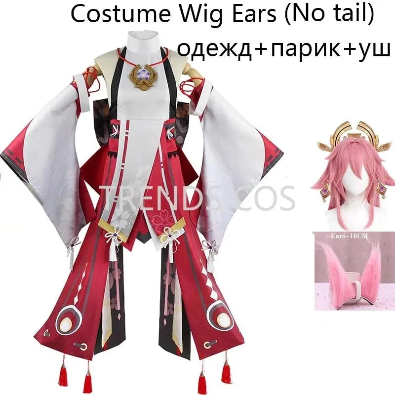 HOMCHEE TRENDS Genshin Impact Yae Miko Cosplay Set Adult Cotton Polyester