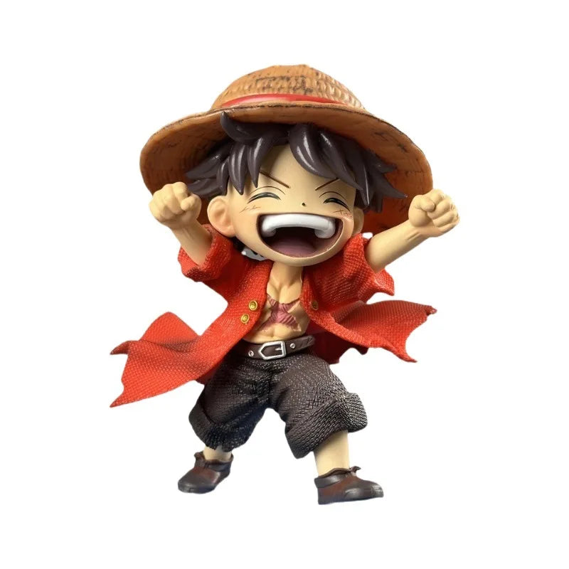 16cm One Piece Luffy Childhood Figure Shuiyue Style Laughing Expression Blue Water Effect Base PVC Anime Desk Decor Gift For Fan