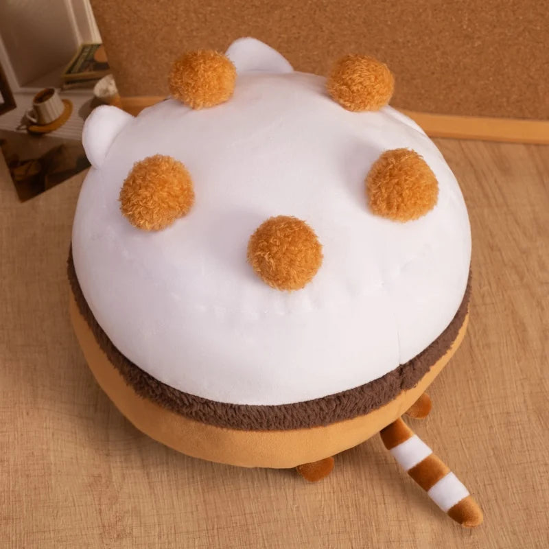 Cute Cat Sandwich Biscuit Plush Pillow Kawaii Cat Shaped Ice Cream Cake Plushie Soft Toy Small Decorative Pillow For Girl Friend