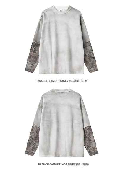 ZODF 2025 Autumn 340gsm Fake 2-Piece T-Shirt For Man Unisex Oversized Heat Transfer Printing Long Sleeve T Shirts Tee HY1151