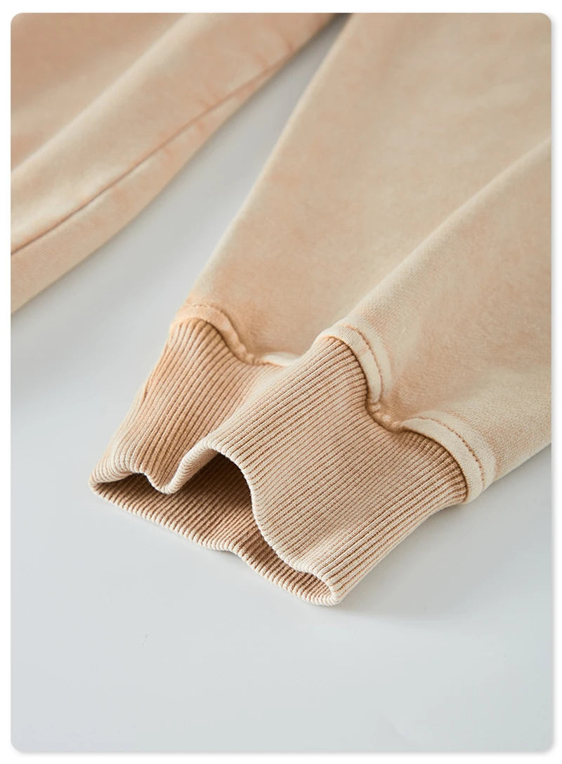 ZODF Retro Men Heavyweight Washed Cotton Hoodies Unisex Loose Thick 420gsm Hooded Sweatshirts Pullovers Coats HY0466