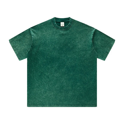 ZODF Men's Summer Batik Washed 250gsm T Shirts Retro Vintage Unisex Basic Loose Solid Cotton T-Shirt Brand Tops 2024 New HY0753