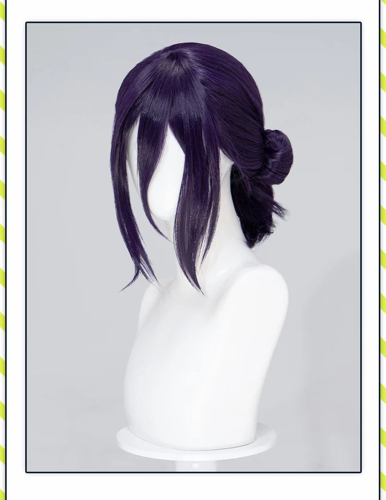 IN STOCK Makimaa Denjii Rezee Wig Anime Cosplay Dokidoki Women 35cm Purple Hair Rezee Cosplay Choker Demon Free Wig Cap