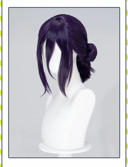 IN STOCK Makimaa Denjii Rezee Wig Anime Cosplay Dokidoki Women 35cm Purple Hair Rezee Cosplay Choker Demon Free Wig Cap
