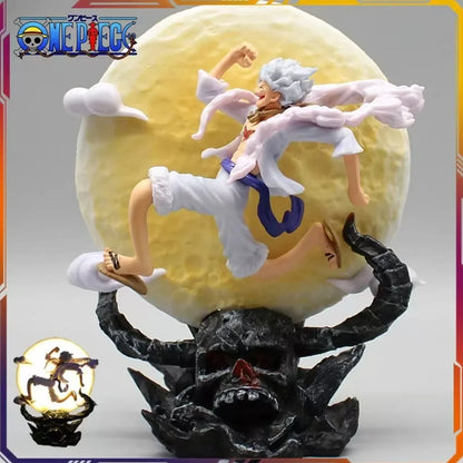 14cm One Piece Anime Figure Nika Monkey D Luffy Gear 5 With Moon Light Action Figure Statue Model Collection Toys Gift Ornaments