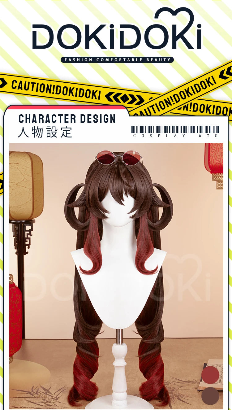 IN STOCK Yumemizuki Mizuki Hutao Wig Game Genshin Impact DokiDoki 95cm Long Wig Hu Tao Lantern Rite Free Cap Yumemizuki Ears Fan