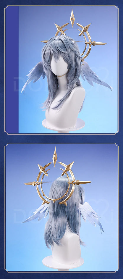 IN STOCK Sunday Cosplay Wig Game Honkai:Star Rail DokiDoki Men 48cm Layered Gradient Wig Sunday Wings Headwear Ear Clip Free Cap