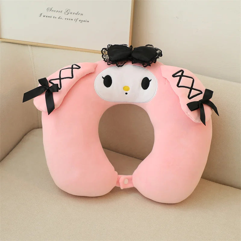 Cartoon Anime My Melody Plush Toy Soft Cute Sanrio Kuromi U-Shaped Pillow Nap Pillow Car Travel Pillow Gifts For Girl