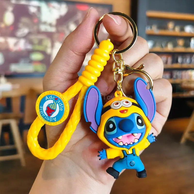 Anime Disney Keychain Frozen Mickey Mouse Minnie Lilo & Stitch  Doll Keyring Ornament Key Chain Car Pendant Kids Toys Gift