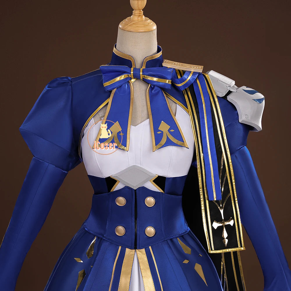 iCoser Honkai Star Rail Fate Saber Cosplay Costume Wig Dress Uniform Headwear Carnival Halloween Party Women Girls Props Gifts