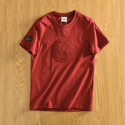 Summer New American Retro Short-sleeved O-neck 3D Printed T-shirt Men's Fashion Simple 100% Cotton Washed Casual Sport Tops