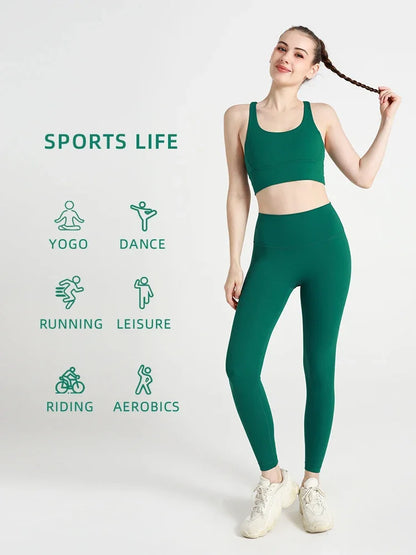 Women’s 2 Piece Yoga Set Sleeveless Cross Back Sports Bra and Leggings Athletic Tracksuit Pilates Fitness