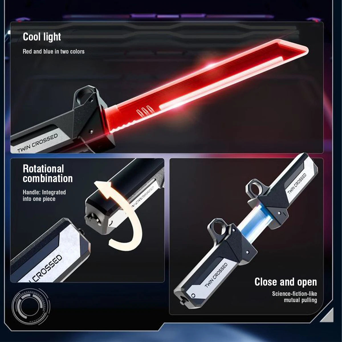 Double-Bladed Lightsaber Toy with Light 2-in-1 Sword for Cosplay Role-Play Interactive Games Adults and Children