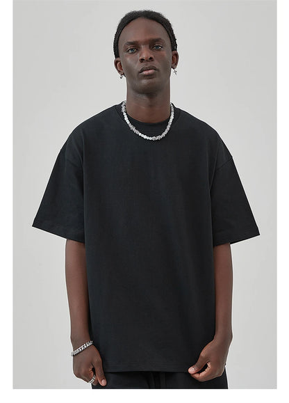 ZODF New 2025 Heavy Weight Summer Solid T Shirts For Men Unisex High Street Oversized 385gsm Cotton T-Shirt Streetwears HY0497