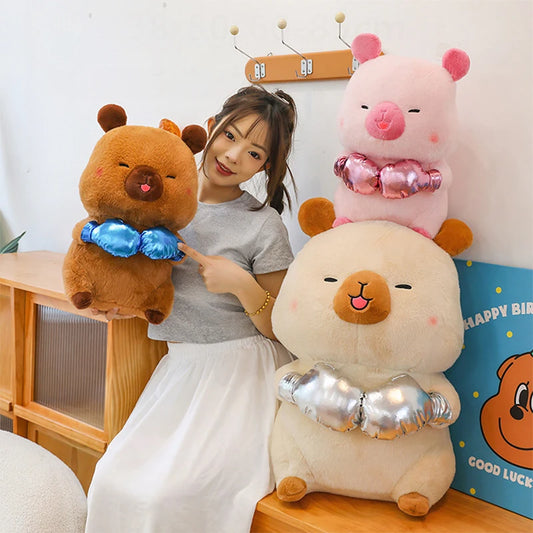 Plush Capybara Boxing Toy Stuffed Animal Cute Cuddly Pillow Decor for Kids Birthday Xmas Gift Wholesale Plush Toy Stuffed Animal