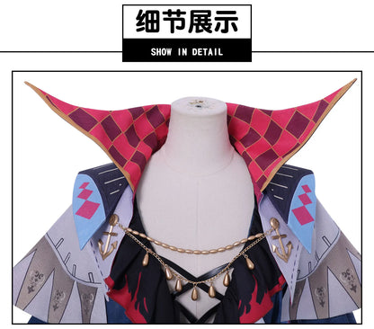 Wuthering Waves Brant Cosplay Costume Wig Uniform Hat Necklace Troupe of Fools Rinascita Carnival Halloween Party for Women Men