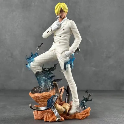 One Piece Resonance Series GK Diable Jambe Twin Wings Sanji white suit Figure Scene Sculpture PVC Model Collection Toy Gift 24cm
