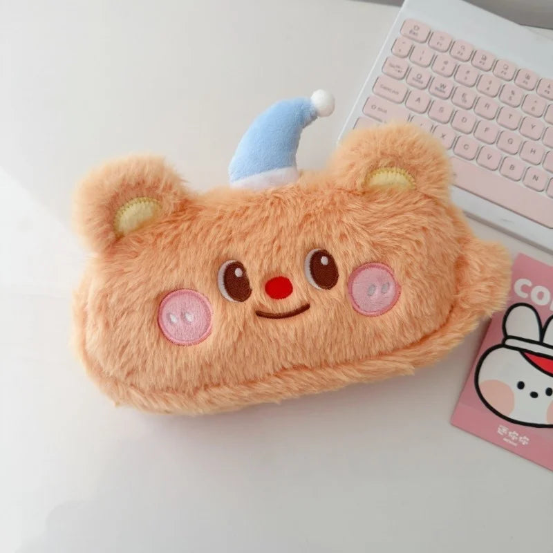 Cartoon My Melody Butter Bear Plush Makeup Bag Cute Anime Pencil Case Large Capacity Student Pencil Case Storage Bag Gifts Girl