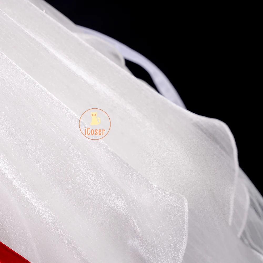 Wuthering Waves Phrolova Cosplay Costume Wig Dress White Spider Lily Layered Gown Headwear Halloween Party for Women Girls Props