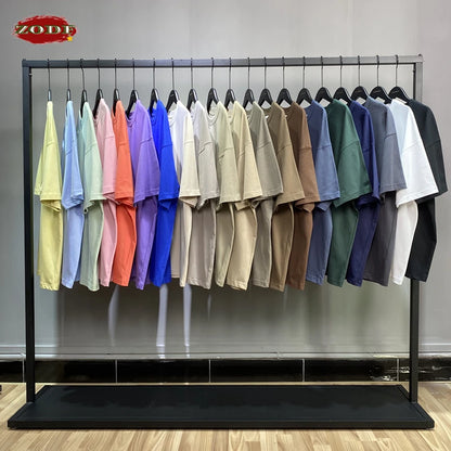 ZODF 2025 Spring Summer Men Solid 100% Cotton T-Shirts Unisex Women Loose 230gsm Noshrink Basic T Shirt Brand Tops HY0151