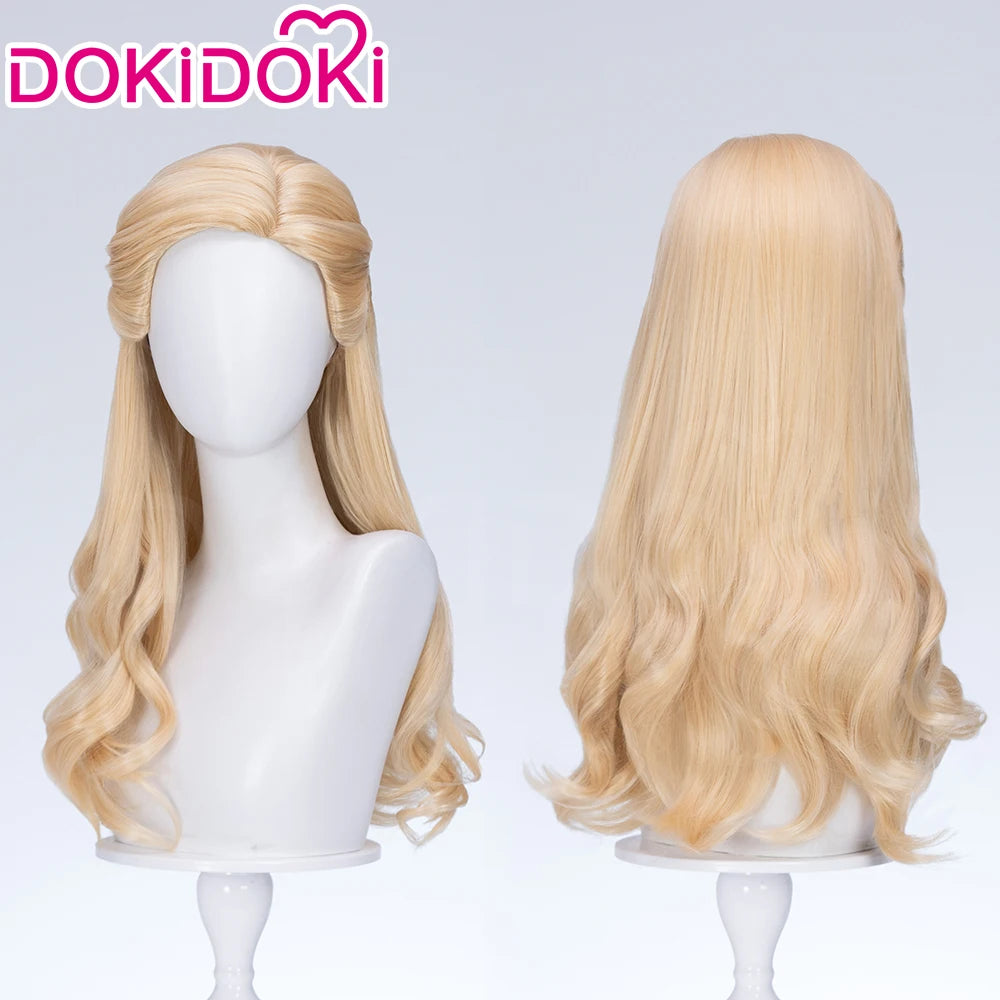 Glinda Elphaba Cosplay Wig Anime Wicked DokiDoki Front Lace Wig Golden Long 60cm Hair Glinda Cosplay Elphaba Hat Free Cap