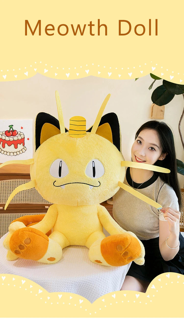 35/70cm Meowth Pokemon Plush Toys Large Anime Doll Cute Pillow Cartoon Giant Pokémon Plushie Stuffed Gift for Kids Christmas