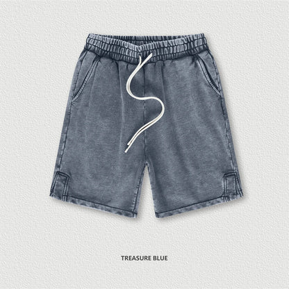 ZODF 2024 Summer Men 350gsm Washed Cotton Shorts Unisex Retro High Street Loose Side Slit Short Pants Streetwears HY0839