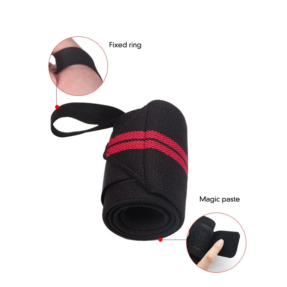 1pair Wrist Support Braces Elastic Nylon Wristband Bandages For Sports,Weight Lifting, Crossfit, Powerlifting, Strength Training