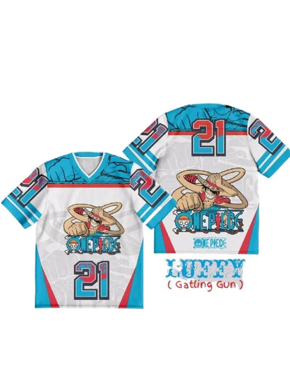 One Piece Luffy Anime Y2k Korean Style Kpop Baseball Hockey 21 Jersey T-shirt Fashion Streetwear Anime Daily Unisex Tops Tees