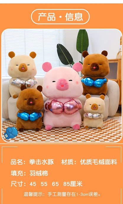 Plush Capybara Boxing Toy Stuffed Animal Cute Cuddly Pillow Decor for Kids Birthday Xmas Gift Wholesale Plush Toy Stuffed Animal