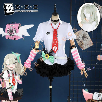 Chinatsu Remiel Cosplay Costume Wig Dress Zenless Zone Zero Uniform Headwear Angels of Delusion Halloween Party for Women Girls