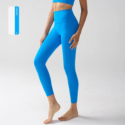 High Waist Naked Feeling Leggings for Women – Fitness Running Yoga Gym and Casual Workout Tight Pants - Pool Blue / S