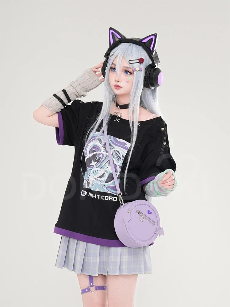 Yoisakii Kanadee Cosplay Costume Game DokiDoki-R Cosplay Women Cute Dress Cosplay Kanadee Bag Earphones Halloween Wig