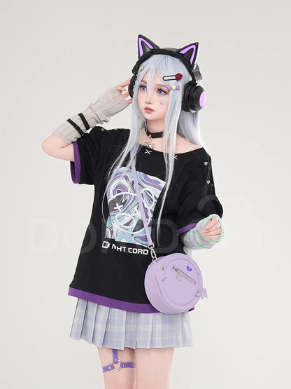 Yoisakii Kanadee Cosplay Costume Game DokiDoki-R Cosplay Women Cute Dress Cosplay Kanadee Bag Earphones Halloween Wig