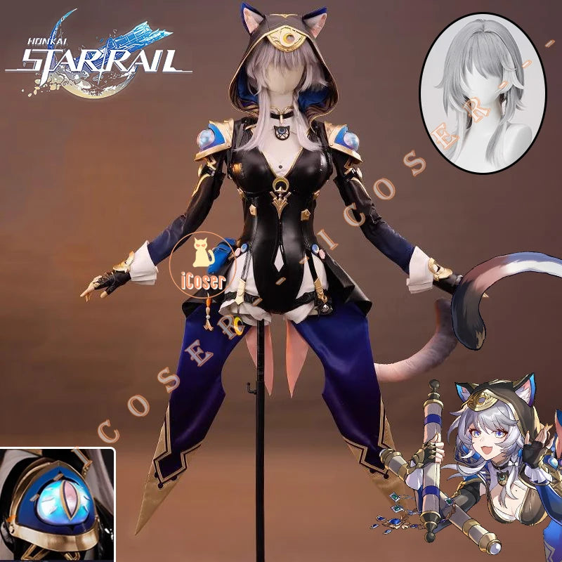 Honkai Star Rail Cipher Cosplay Costume Wig Dress Cifera Tail Amphoreus Luminous Props Halloween Party Women Girls Metal Props