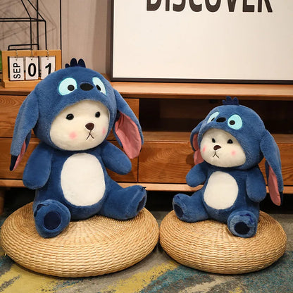 Big Size Cute Bear Turn Into Stitch Cuddly Cushion Lovely Stuffed Anime Throw Pillow Sofa Bed Home Decor Plushies Xmas Gifts