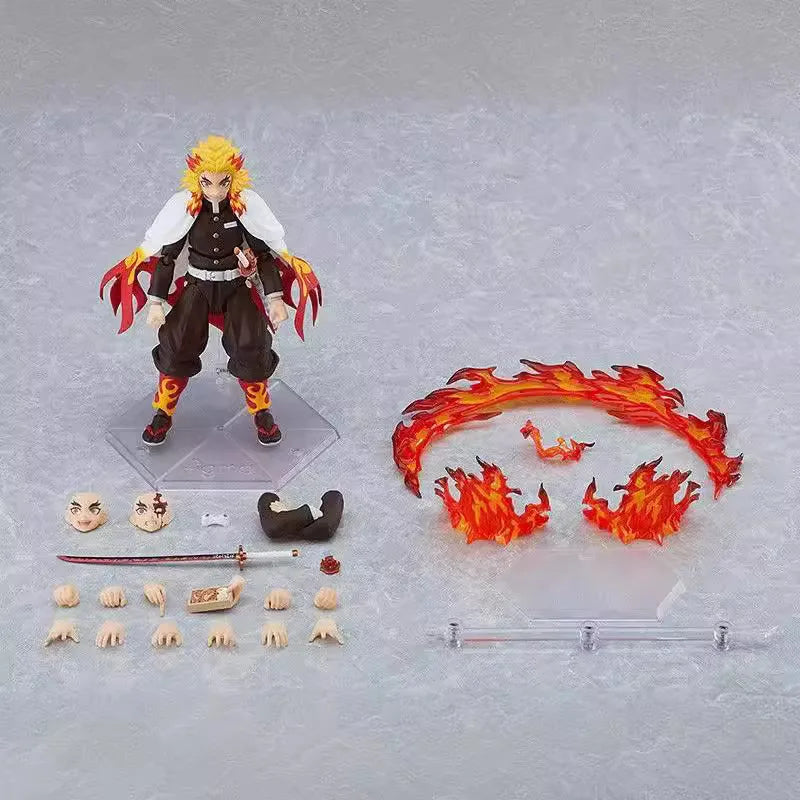 Anime Demon Slayer Kyoujurou Combat posture Action Figure Parts are replaceable PVC Model Desk Decor doll Toy collect Gift boxed