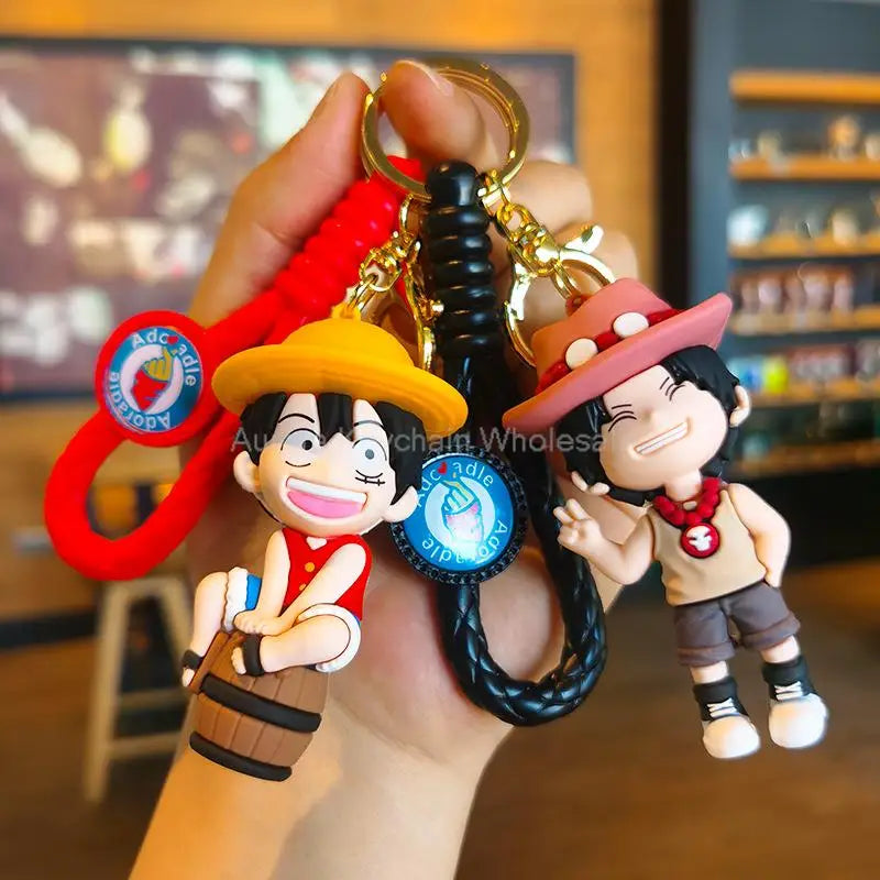 Anime One Piece Dragon Ball Keychain Luffy Sauron Nami Chopper Silicone Cute Car Keyring Pendant Toys Birthday Kids Toys Gifts