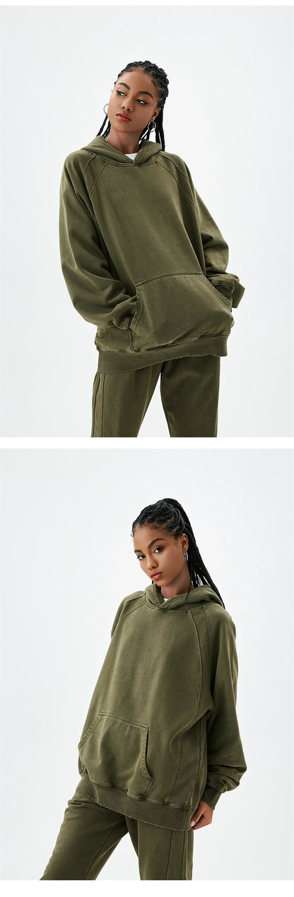 ZODF New Autumn Winter Batik Washed Cotton Sweatpants For Men Unisex Distressed Patchwork Loose 420gsm Sport Jogger Pants HY0724